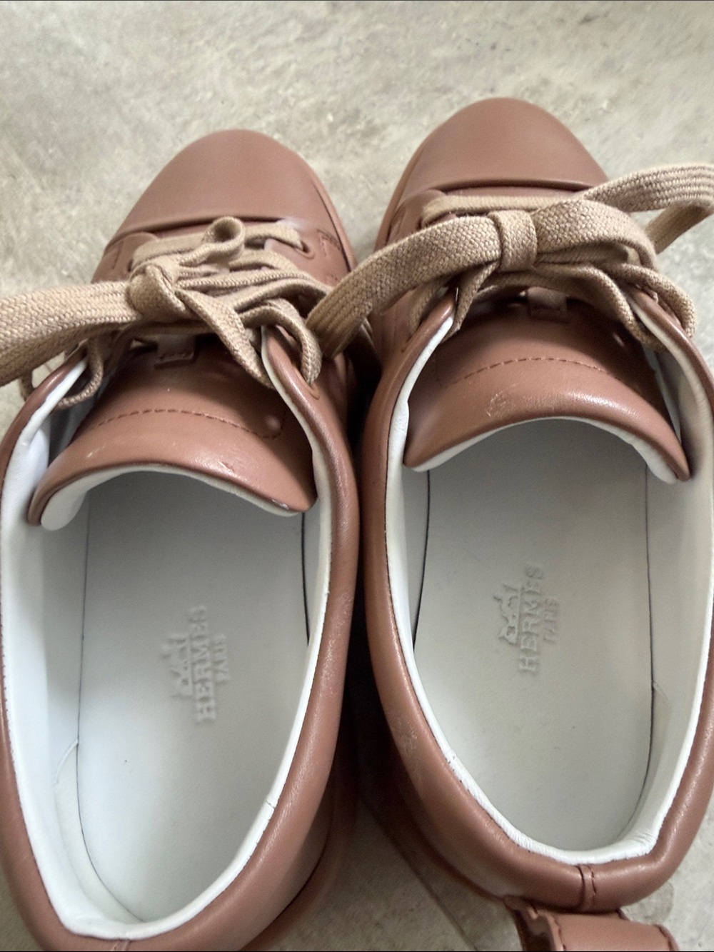 Chunky Tan Leather Lace-Up Sneakers - Picture 5 of 7